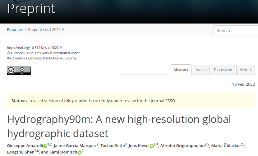 Screenshot Hydrography90m paper